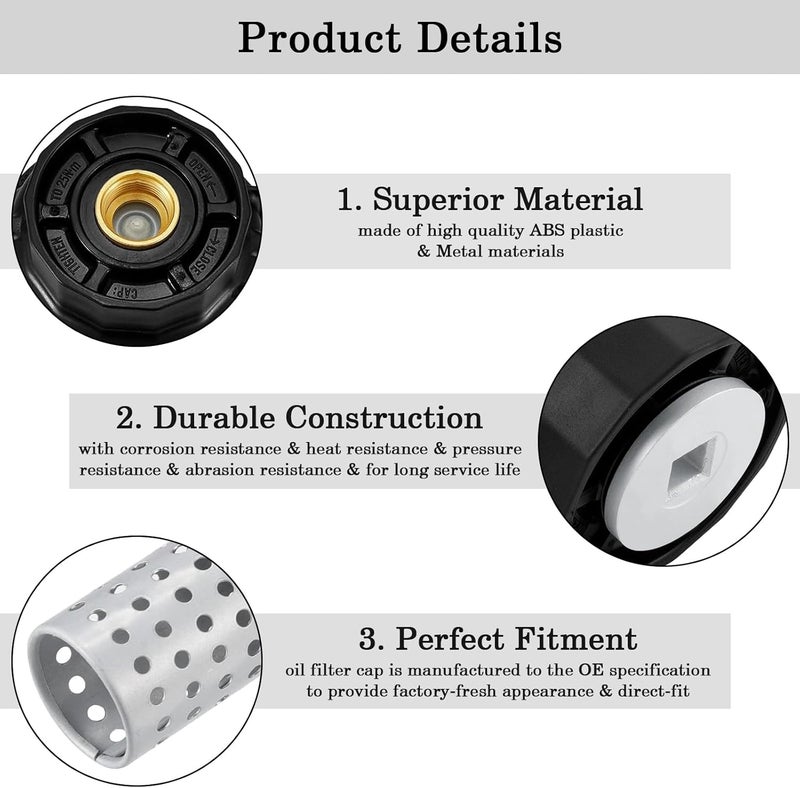 FOXSTAR 15620-38010 Oil Filter Housing Cap Assembly With Oil Plug Drain, Fit for Toyota Tundra, Sequoia, Land Cruiser & Lexus LX570, Replace 15620-0S010 - Image 4